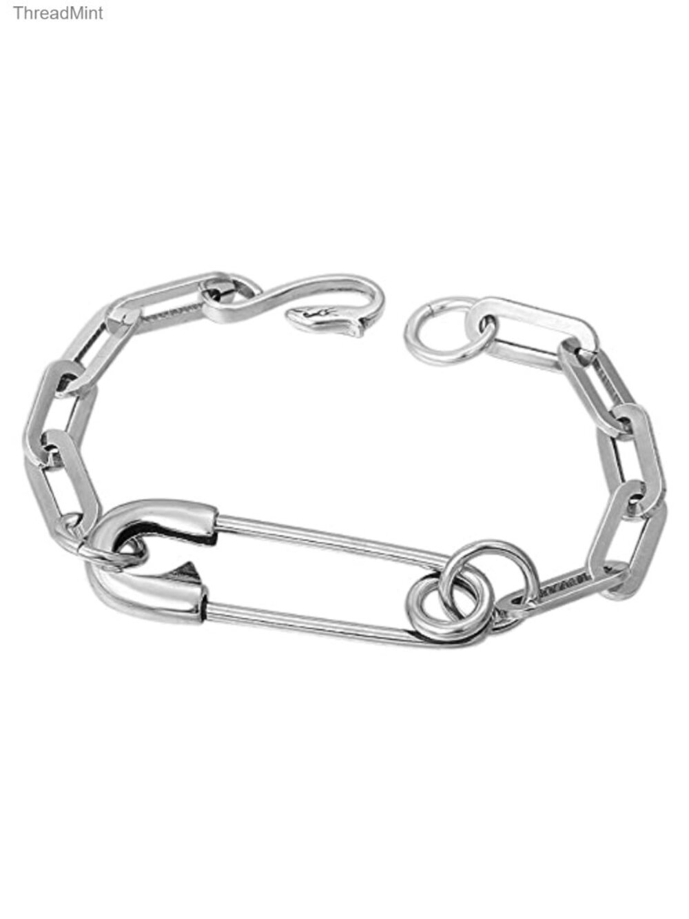 Stainless Steel Paperclip Chain Link Bracelet with Lobster Claw Clasp,